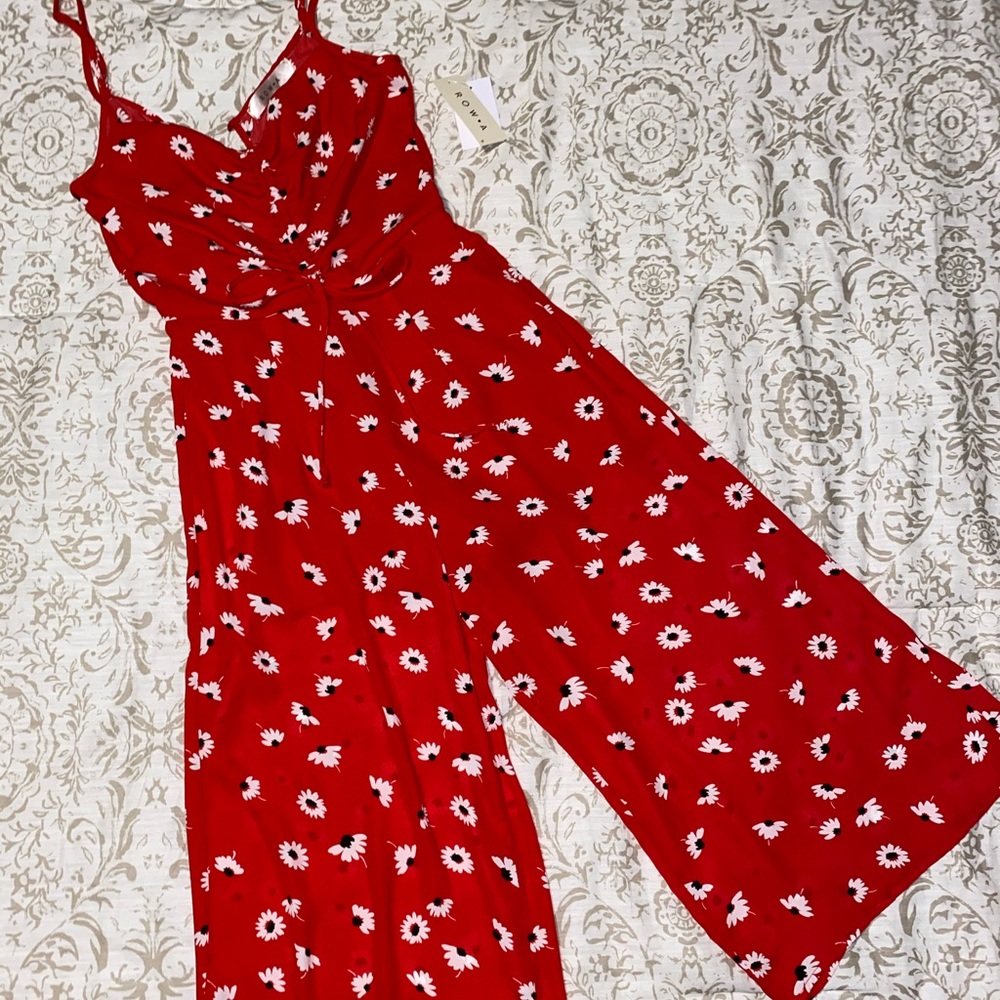 Row A - Red Floral Jumpsuit S